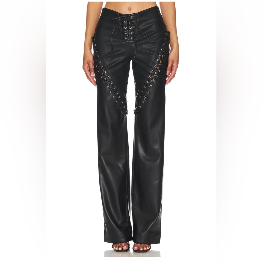 TRISTA FAUX LEATHER PANT IN BLACK NBD